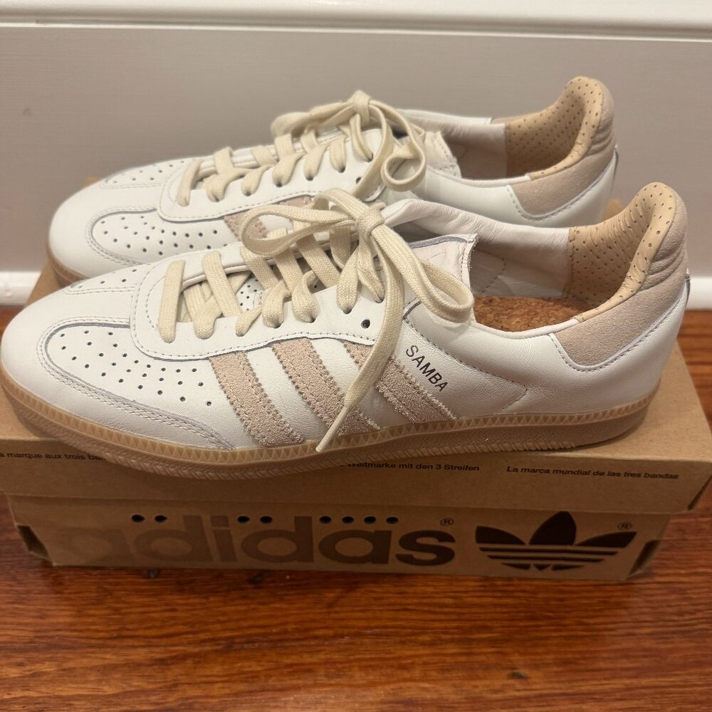Adidas Mens Samba OG "White Magic Beige Gum" IG1376 Sneakers, Size US Men-9